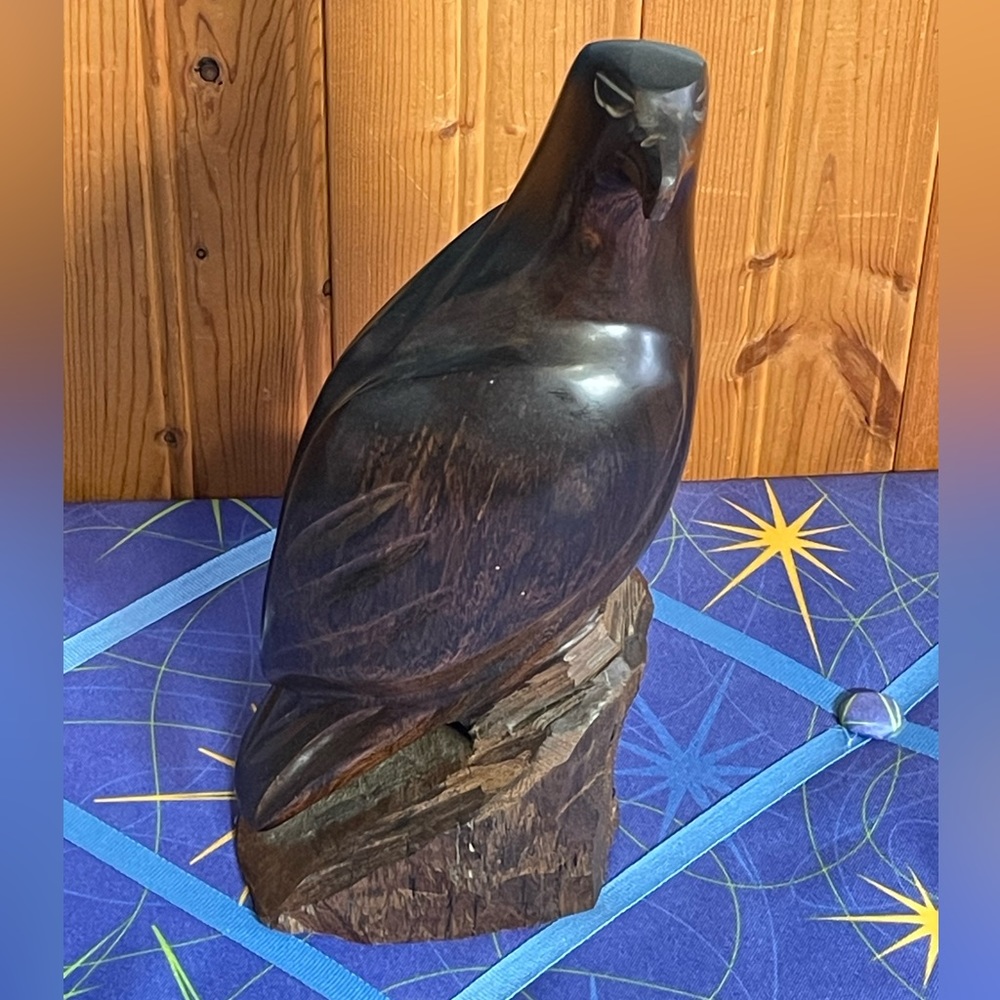 Ironwood carved eagle sculpture